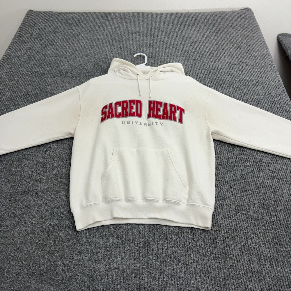 Sacred Heart Champion Hoodie Mens M White Fleece Pullover Collegiate Streetwear